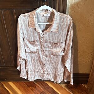 Animal Print Button-Up Blouse